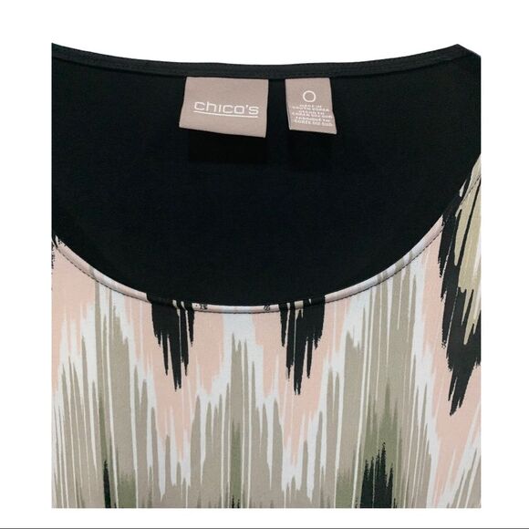 Chico's Zig Zag Pattern Stretch Blouse Top Black - Picture 4 of 7